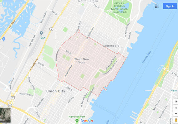 West New York NJ map
